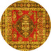 Round Persian Yellow Traditional Rug, tr2897yw