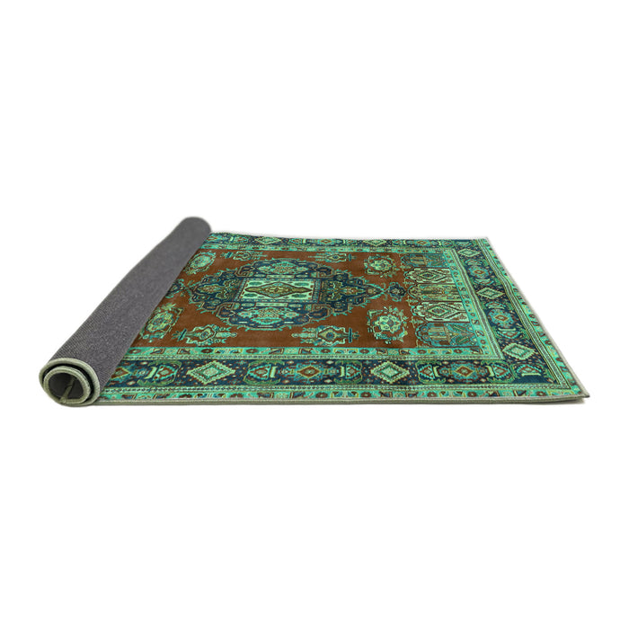Sideview of Persian Turquoise Traditional Rug, tr2897turq