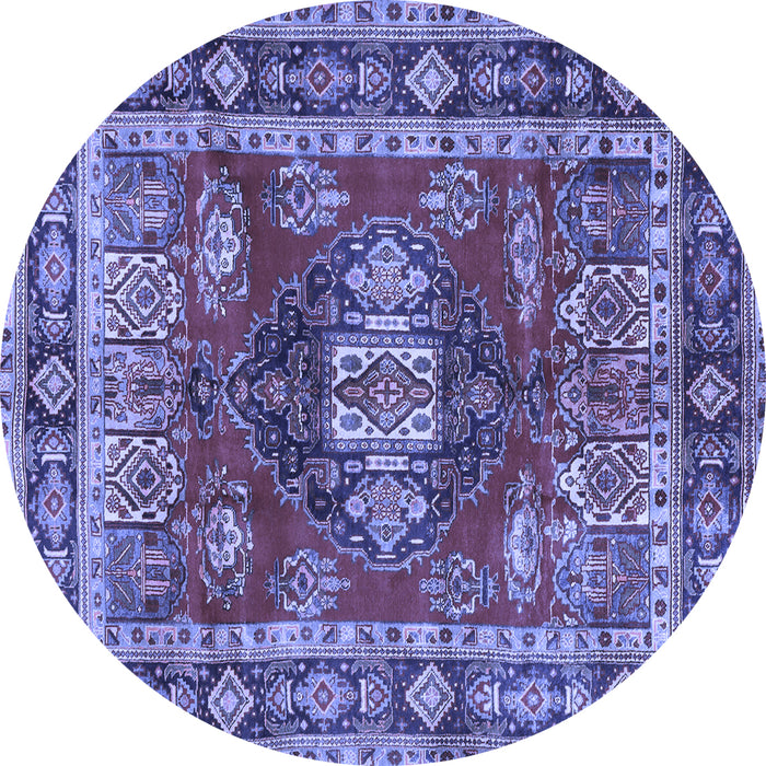 Round Persian Blue Traditional Rug, tr2897blu