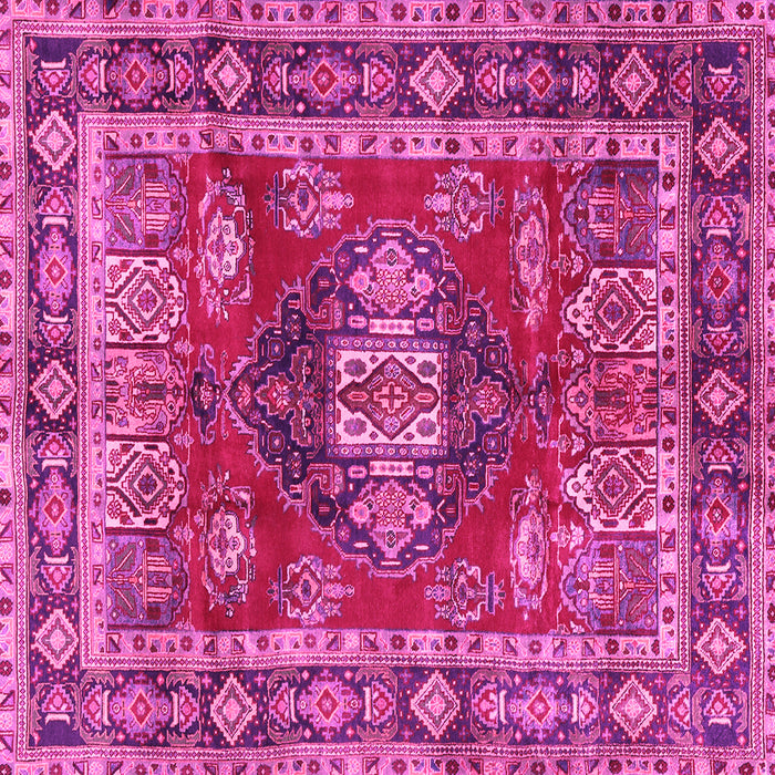 Square Machine Washable Persian Pink Traditional Rug, wshtr2897pnk