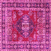 Square Machine Washable Persian Pink Traditional Rug, wshtr2897pnk