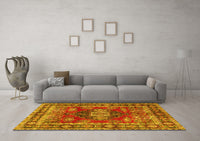 Machine Washable Persian Yellow Traditional Rug, wshtr2897yw