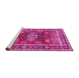Sideview of Machine Washable Persian Pink Traditional Rug, wshtr2897pnk