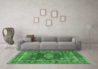 Machine Washable Persian Emerald Green Traditional Rug, wshtr2897emgrn