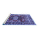 Sideview of Machine Washable Persian Blue Traditional Rug, wshtr2897blu