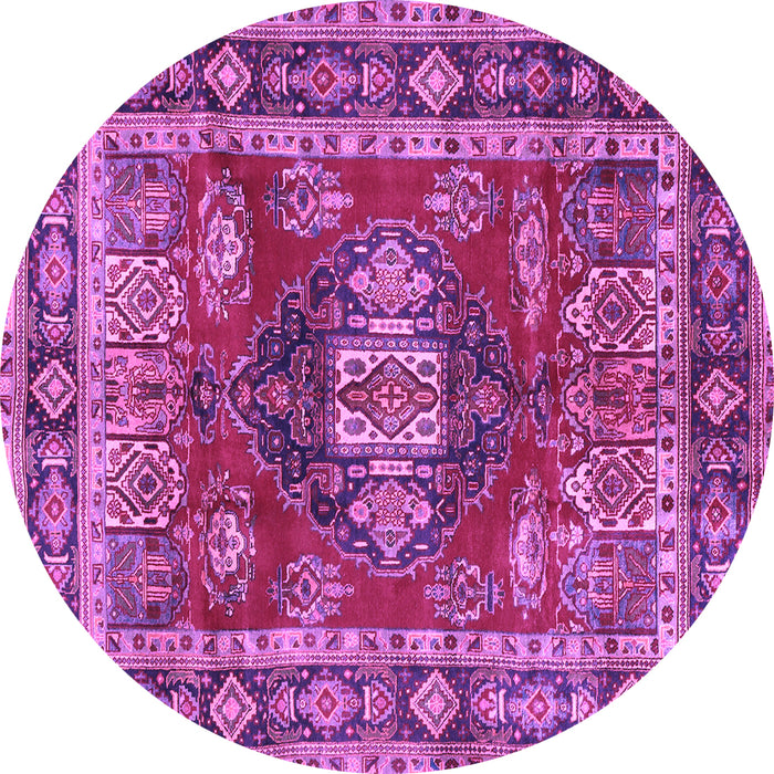 Round Machine Washable Persian Purple Traditional Area Rugs, wshtr2897pur