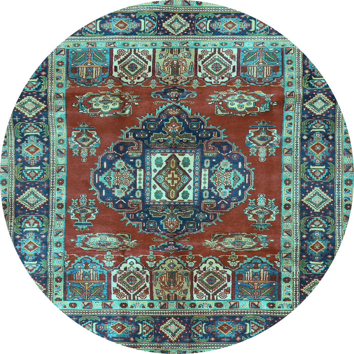 Round Persian Light Blue Traditional Rug, tr2897lblu