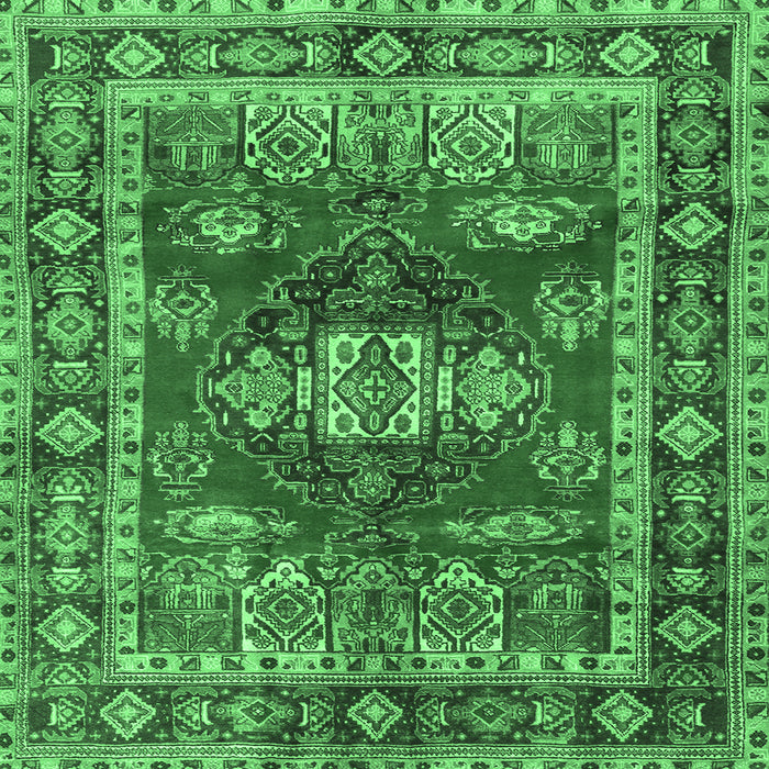 Square Machine Washable Persian Emerald Green Traditional Area Rugs, wshtr2897emgrn