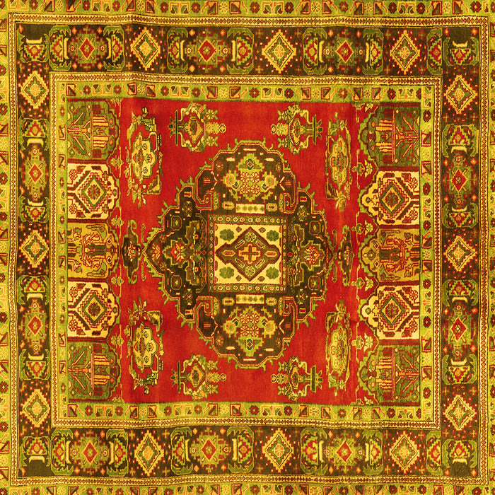 Square Machine Washable Persian Yellow Traditional Rug, wshtr2897yw