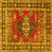 Square Machine Washable Persian Yellow Traditional Rug, wshtr2897yw