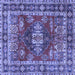 Square Machine Washable Persian Blue Traditional Rug, wshtr2897blu