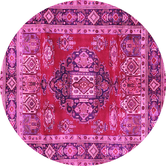 Round Persian Pink Traditional Rug, tr2897pnk