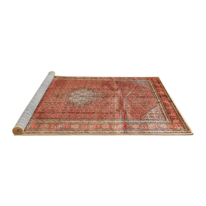 Sideview of Machine Washable Traditional Sand Brown Rug, wshtr2898