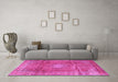 Machine Washable Persian Pink Traditional Rug in a Living Room, wshtr2898pnk