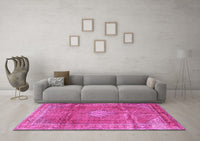 Machine Washable Persian Pink Traditional Rug, wshtr2898pnk