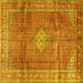 Square Machine Washable Persian Yellow Traditional Rug, wshtr2898yw