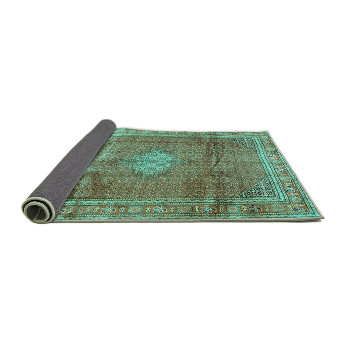 Sideview of Persian Turquoise Traditional Rug, tr2898turq