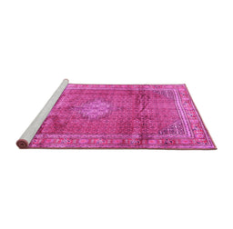Sideview of Machine Washable Persian Pink Traditional Rug, wshtr2898pnk