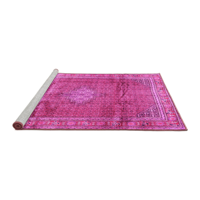Sideview of Machine Washable Persian Pink Traditional Rug, wshtr2898pnk