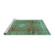 Sideview of Machine Washable Persian Turquoise Traditional Area Rugs, wshtr2898turq