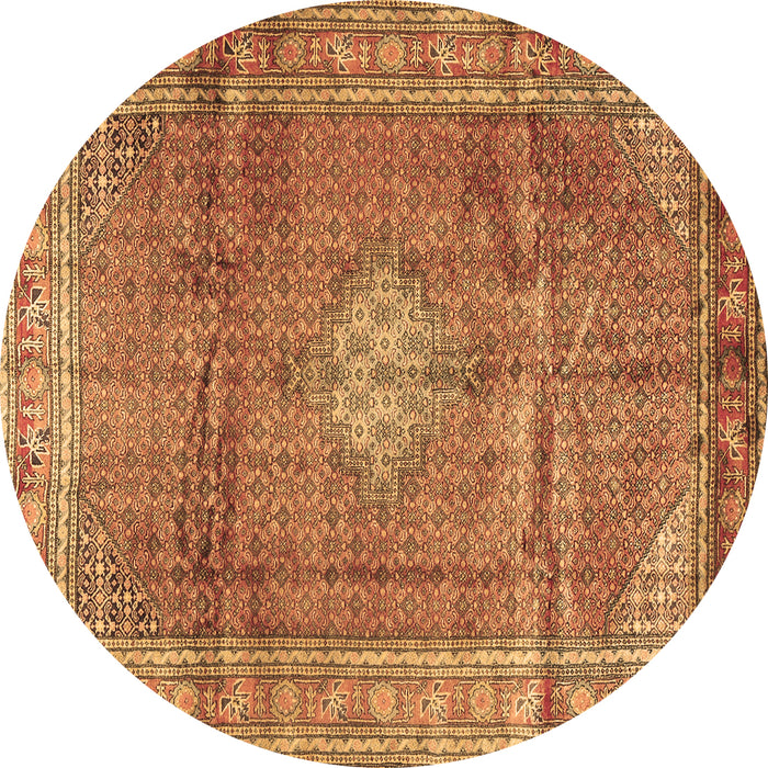 Round Machine Washable Persian Brown Traditional Rug, wshtr2898brn