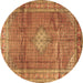 Round Machine Washable Persian Brown Traditional Rug, wshtr2898brn