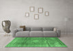 Machine Washable Persian Emerald Green Traditional Area Rugs in a Living Room,, wshtr2898emgrn