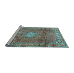 Sideview of Machine Washable Persian Light Blue Traditional Rug, wshtr2898lblu