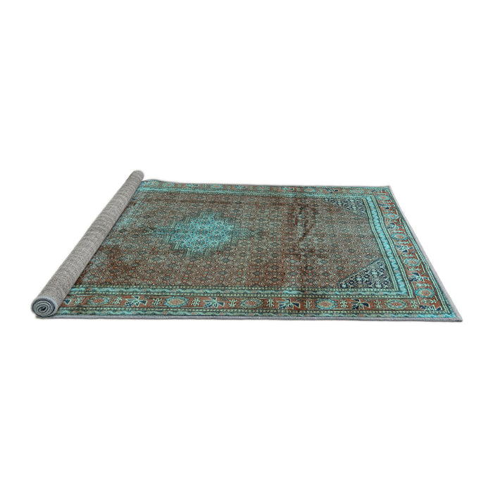 Sideview of Machine Washable Persian Light Blue Traditional Rug, wshtr2898lblu