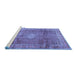 Sideview of Machine Washable Persian Blue Traditional Rug, wshtr2898blu