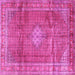 Square Machine Washable Persian Pink Traditional Rug, wshtr2898pnk