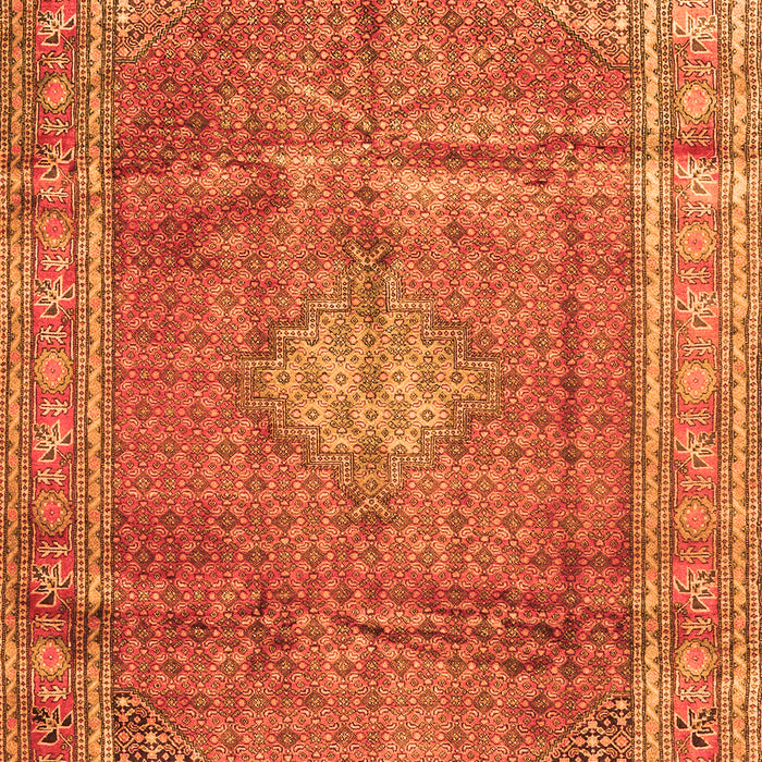 Serging Thickness of Machine Washable Persian Orange Traditional Area Rugs, wshtr2898org