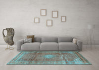 Machine Washable Persian Light Blue Traditional Rug, wshtr2898lblu