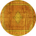 Round Persian Yellow Traditional Rug, tr2898yw