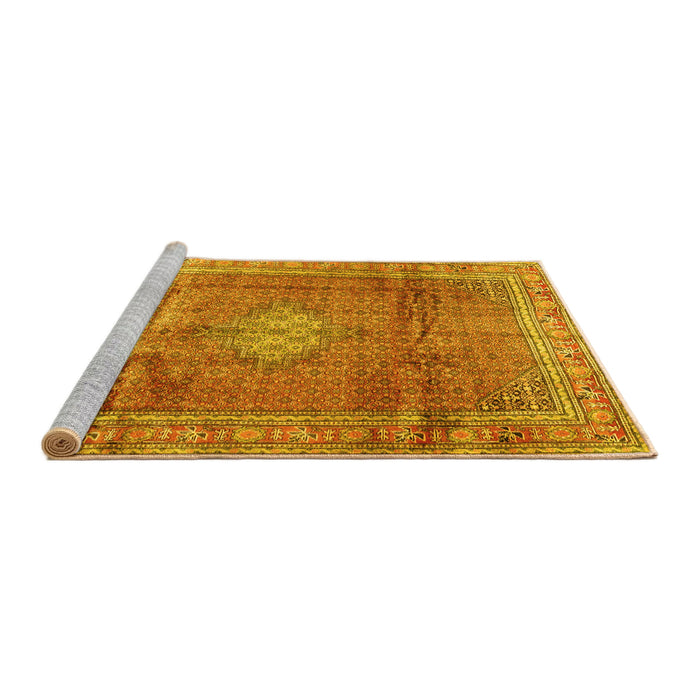 Sideview of Machine Washable Persian Yellow Traditional Rug, wshtr2898yw