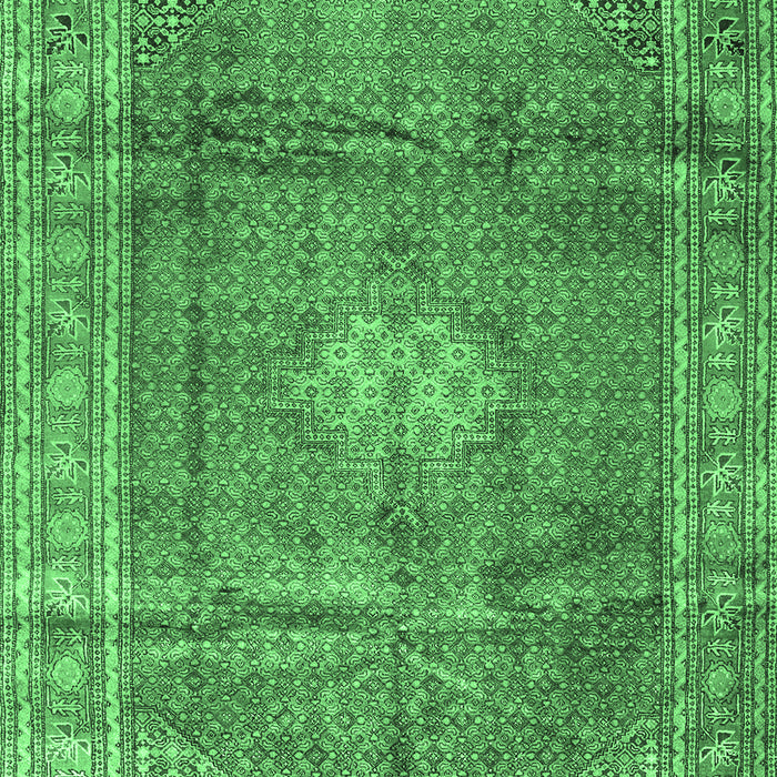 Machine Washable Persian Emerald Green Traditional Area Rugs, wshtr2898emgrn