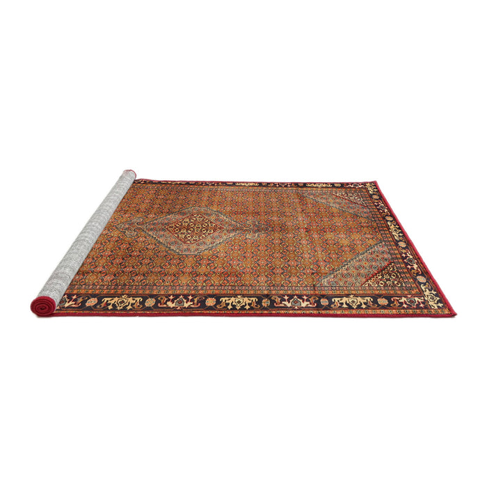 Sideview of Machine Washable Traditional Fire Brick Red Rug, wshtr2899