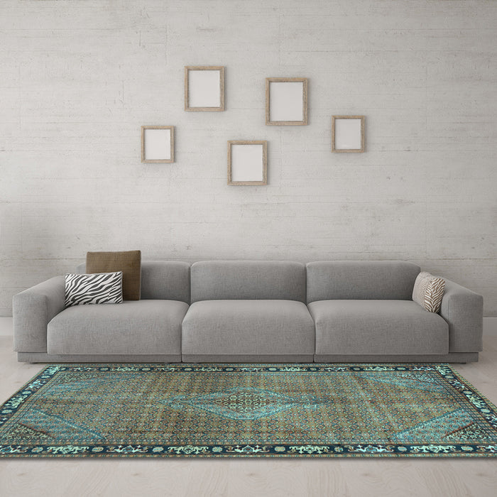 Machine Washable Persian Light Blue Traditional Rug in a Living Room, wshtr2899lblu