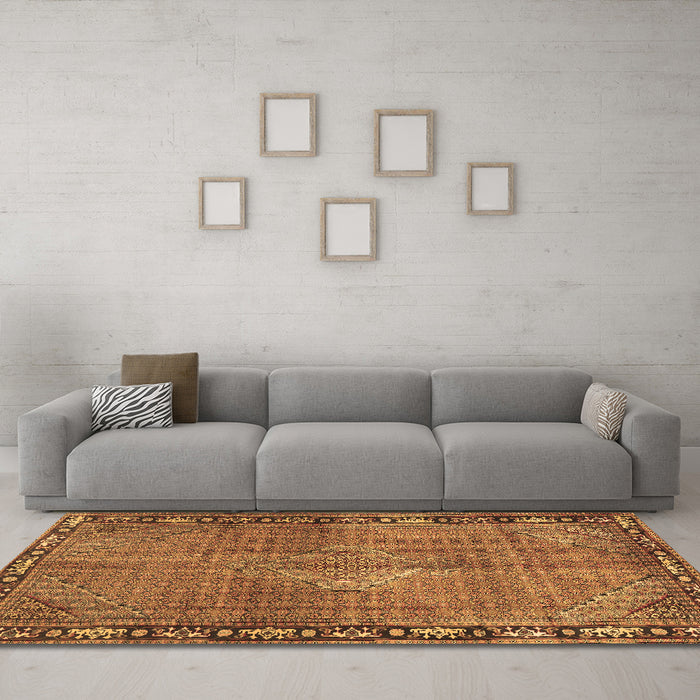 Machine Washable Persian Brown Traditional Rug in a Living Room,, wshtr2899brn