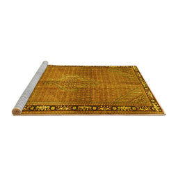 Sideview of Machine Washable Persian Yellow Traditional Rug, wshtr2899yw