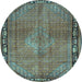 Round Persian Light Blue Traditional Rug, tr2899lblu