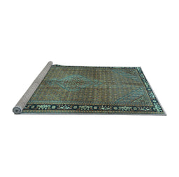 Sideview of Machine Washable Persian Light Blue Traditional Rug, wshtr2899lblu