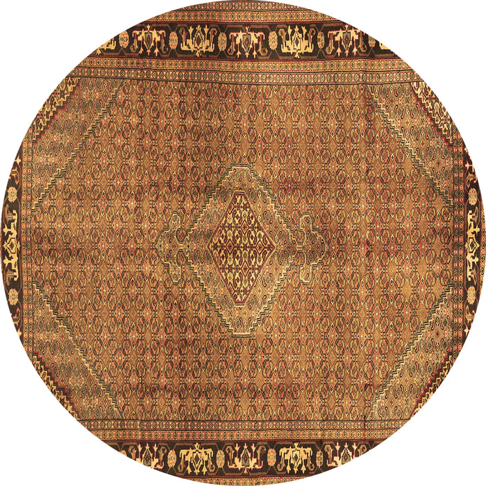 Round Machine Washable Persian Brown Traditional Rug, wshtr2899brn