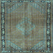 Square Machine Washable Persian Light Blue Traditional Rug, wshtr2899lblu