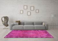 Machine Washable Persian Pink Traditional Rug, wshtr2899pnk