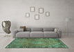 Machine Washable Persian Turquoise Traditional Area Rugs in a Living Room,, wshtr2899turq