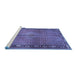 Sideview of Machine Washable Persian Blue Traditional Rug, wshtr2899blu