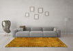 Machine Washable Persian Yellow Traditional Rug in a Living Room, wshtr2899yw