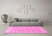 Machine Washable Persian Pink Traditional Rug in a Living Room, wshtr289pnk