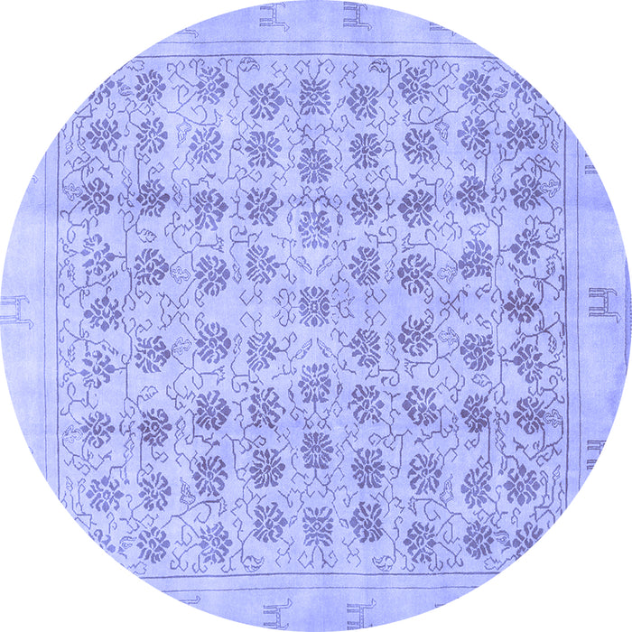 Round Machine Washable Persian Blue Traditional Rug, wshtr289blu